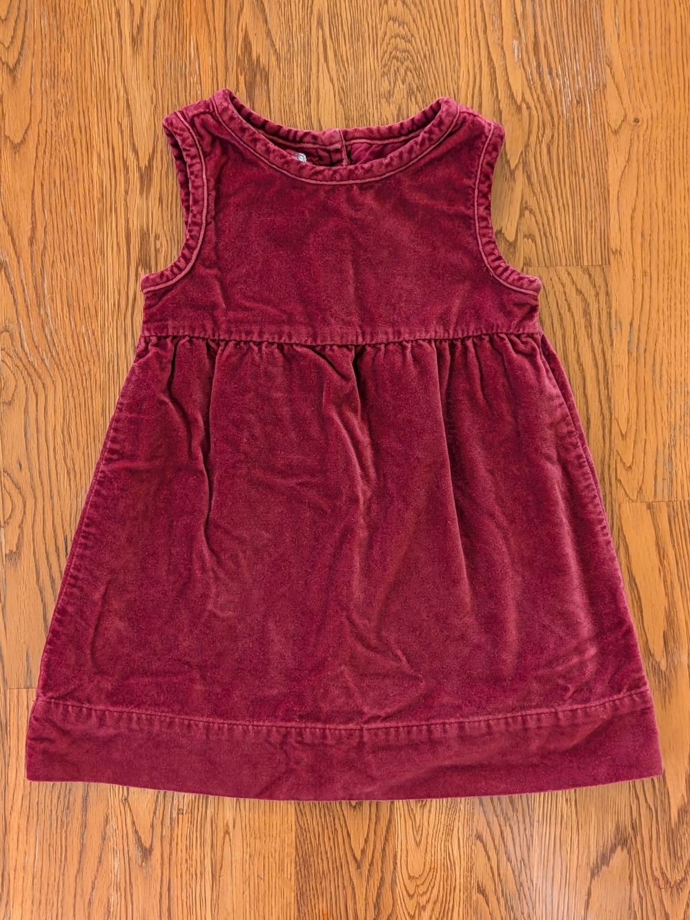Y2K Vintage Holiday 2006 Old Navy Baby Girls Dark Red Velvet Sleeveless Dress